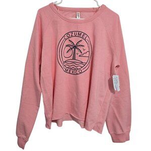 US APPAREL Woman's COZUMEL MEXICO Pull over Sweatshirt In Pink Size Large‎